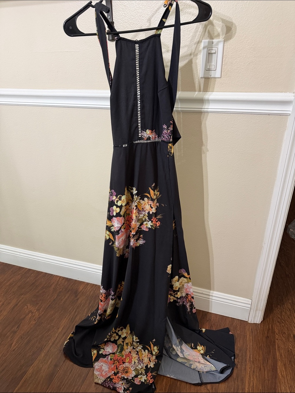 Hello Molly Black Floral Halter Maxi Dress